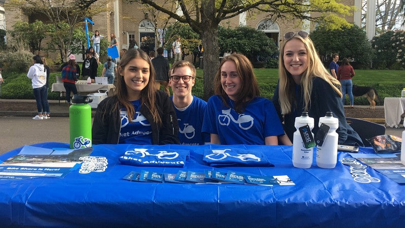 Allen Hall PR students at the PeaceHealth Rides booth