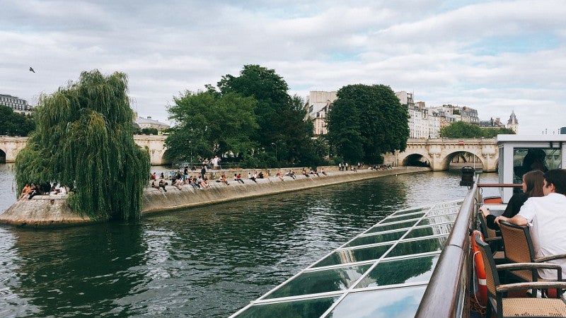 View of Paris from a boat ride down the Seine