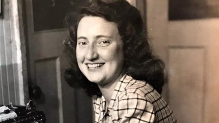 black and white vintage photo of Jeanne Keevil