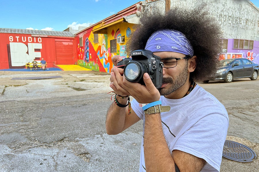 Jeremy Williams stands outside Studio Be, an art museum that has become a landmark and cultural destination of New Orleans.