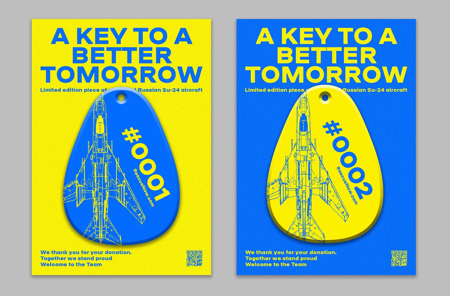 bright blue and yellow marketing collateral featuring the headline "A key to a better tomorrow"