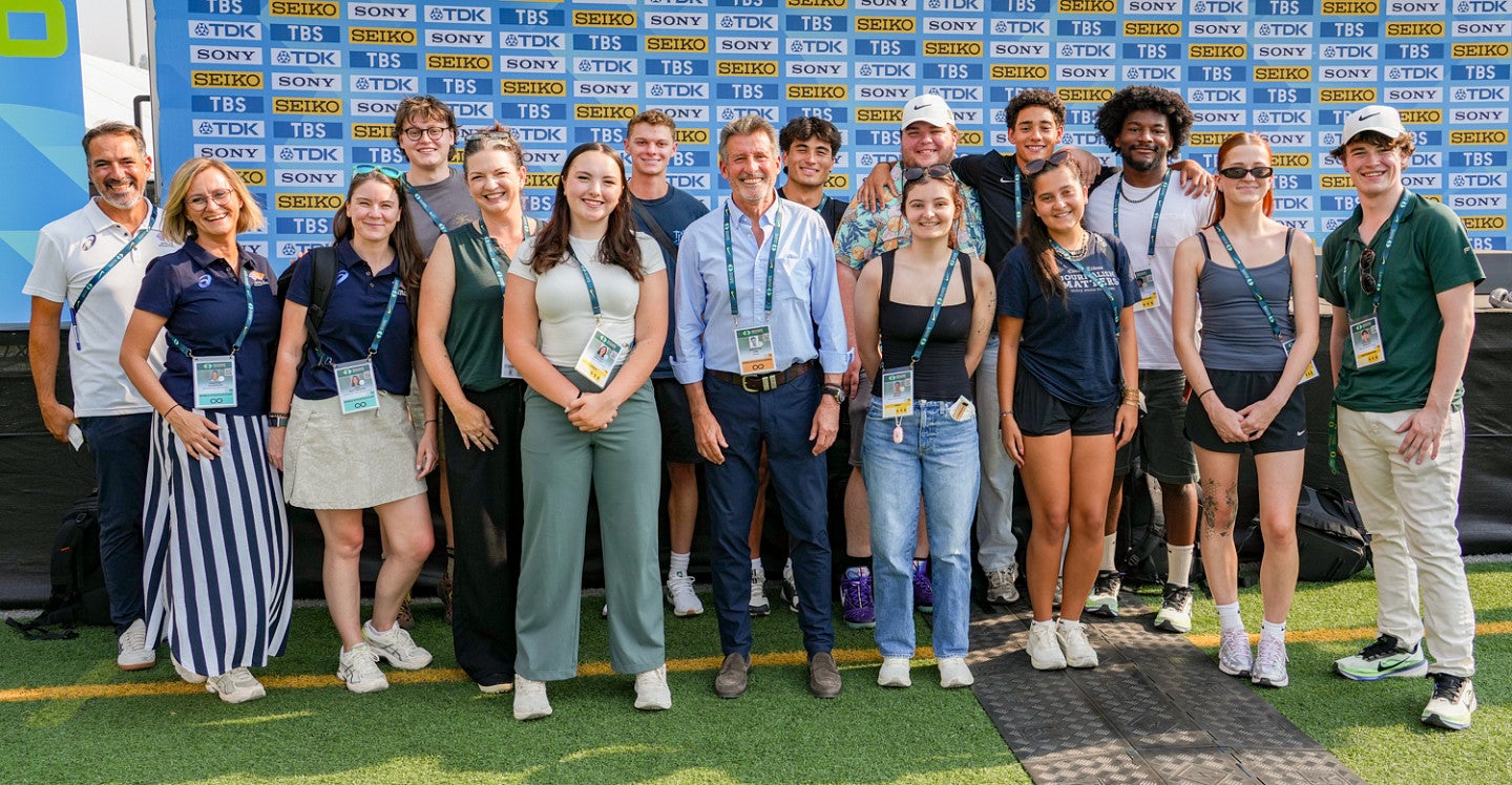 a large group of people posing