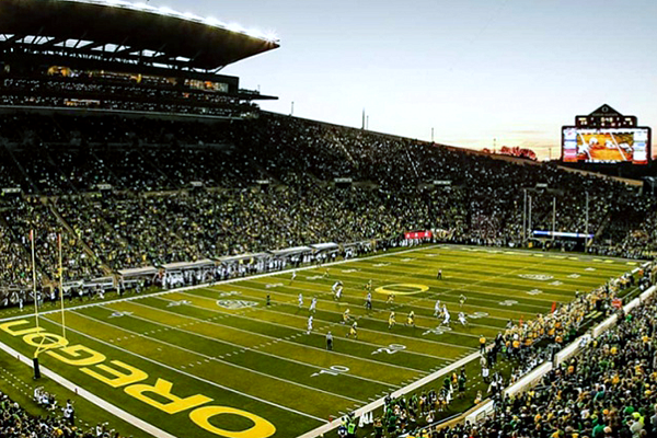 Autzen Stadium at twilight