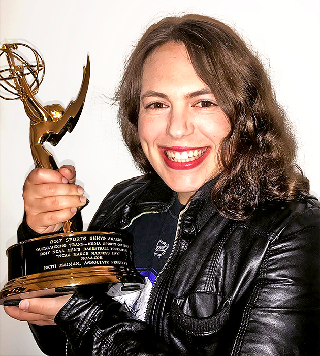 Beth Maiman holds her Emmy