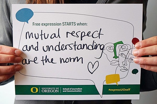 Sign saying Free expression starts after mutual respect and understanding are the norm