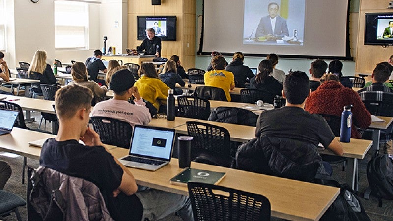 Students sitting in classroom