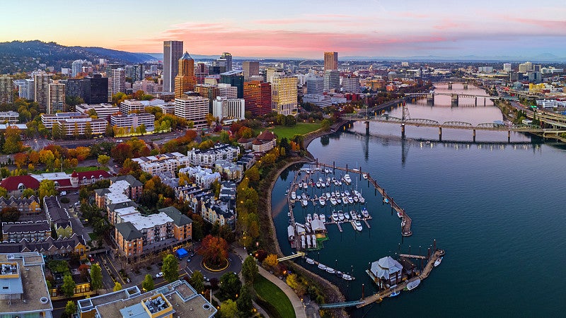 panoramic image of Portland Oregon skyline