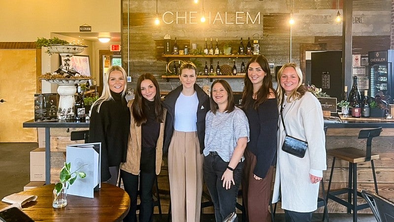 group of students at Chehalem winery