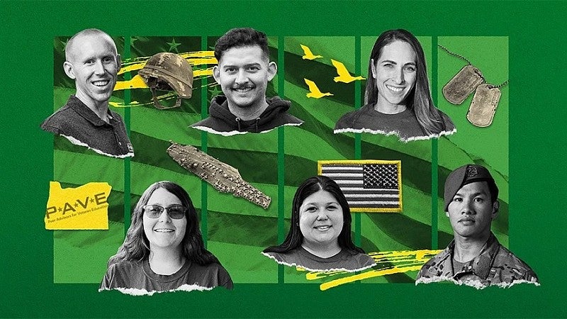 digital collage of university of oregon student veterans