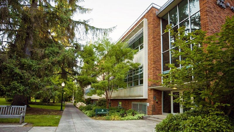 exterior view of Allen Hall on the University of Oregon campus