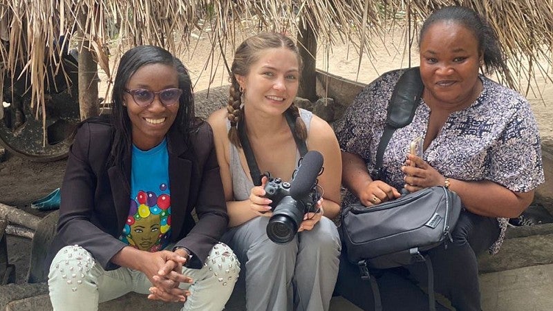 Strategic Communication Master's student Rachel Marty poses with coworkers during her summer internship with the Alliance for Reproductive Health Rights in Ghana.  