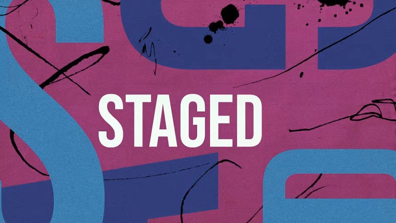 digital graphic with the word Staged