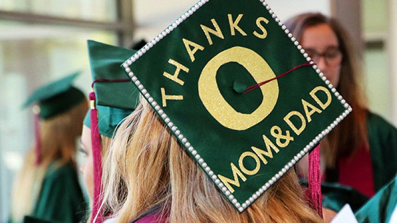 Motor board that says Thanks Mom & Dad