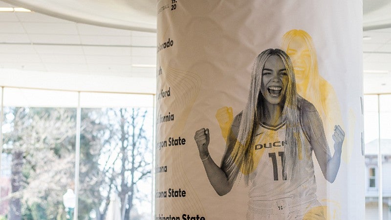 Advertisement banner of a basketball player screaming.