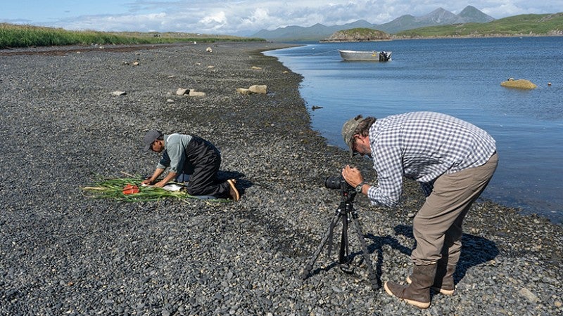 Mark Blaine shoots footage for his documentary short "A Kayak To Carry Us"