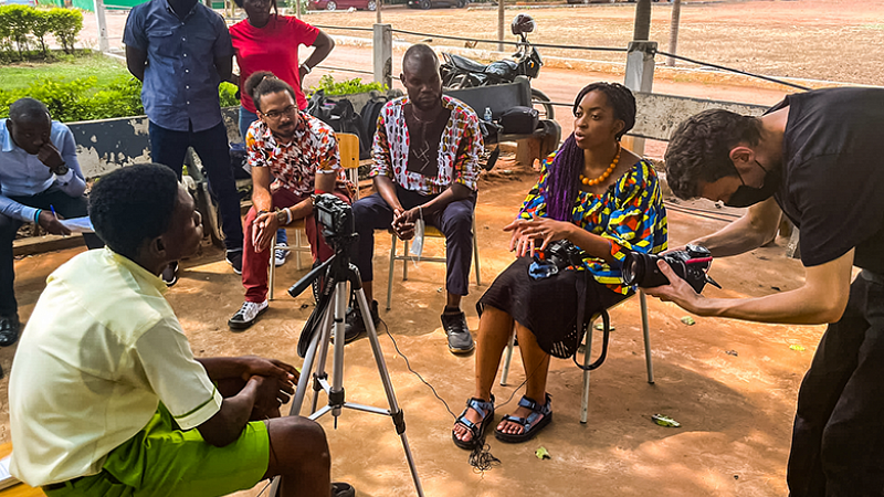 Jahlysa Azaret being interviewed in Ghana