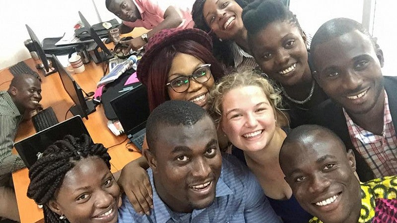 Students during the study-abroad program in Ghana. Students during the study-abroad program in Ghana.