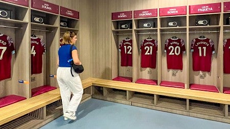 Nicole Alstrin in a locker room 