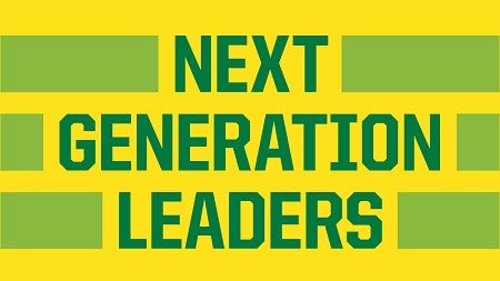 graphic design for a podcast that says "Next Generation Leaders"