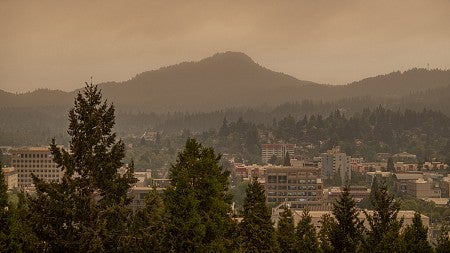 wildfire smoke over Eugene, Oregon