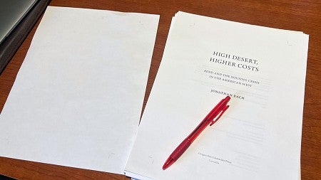 Jonathan Bach's manuscript for his book High Desert, Higher Costs