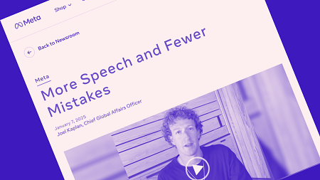 stylized screenshot of a Meta press release about fact checking practices