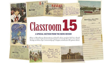 A collage of documents and photographs from 'Classroom 15' (NOAH RIPLEY The News-Review).