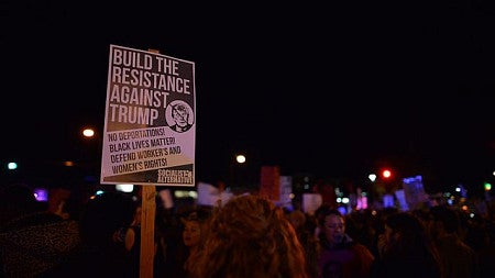 People protesting for the Black Lives Matter movement.