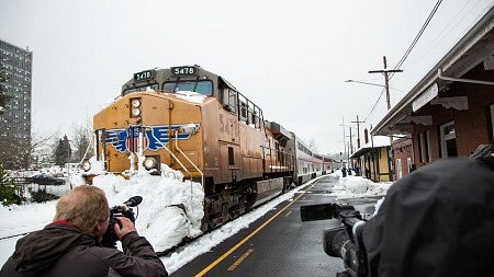 Amtrak train in Eugene, Oregon