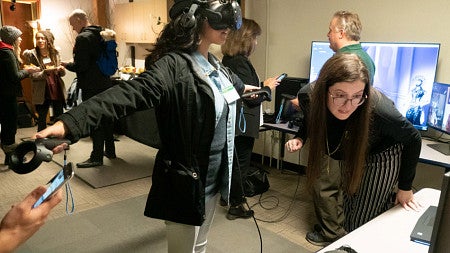 Virtual reality experience during an event at the Oregon Reality Lab.