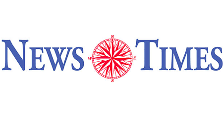 Newport News Times Logo with red compass and blue font.