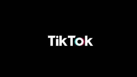 TikTok logo over a black background.