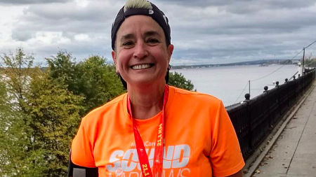 PHOTO COURTESY OF DR. CHRIS DEMASKE | Chris Demaske after her completion of the Yaroslavl half marathon in 2019.