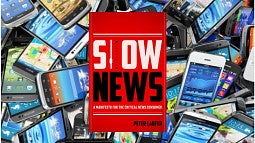 bold title slow news on top of a background full of smart phones
