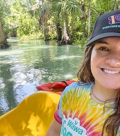 Renee Mitson takes a selfie while kayaking through the Florida Everglades
