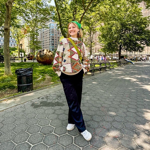 Grace Newlin poses for a portrait in a New York City park