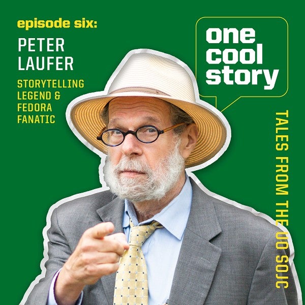 podcast graphic featuring Peter Laufer