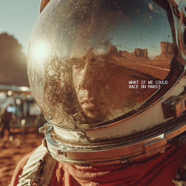 AI generated depiction of a Formula 1 driver on Mars