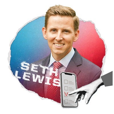 digital collage portrait of Seth Lewis