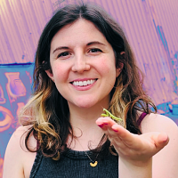 Rachel Bracker holding a mantis