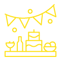 Let's party! party decorations and snacks icon