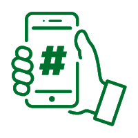 icon representing hashtags on a phone screen