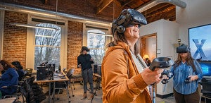 people wearing VR headsets in the Oregon Reality Lab