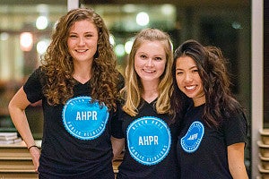 Three Allen Hall public relations students posing 