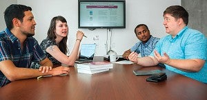 Media Studies students having a discussion during class