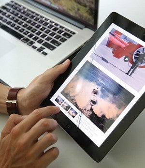 Tablet being used during social media class Tablet being used during social media class