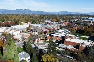 Overhead photo of the UO campus