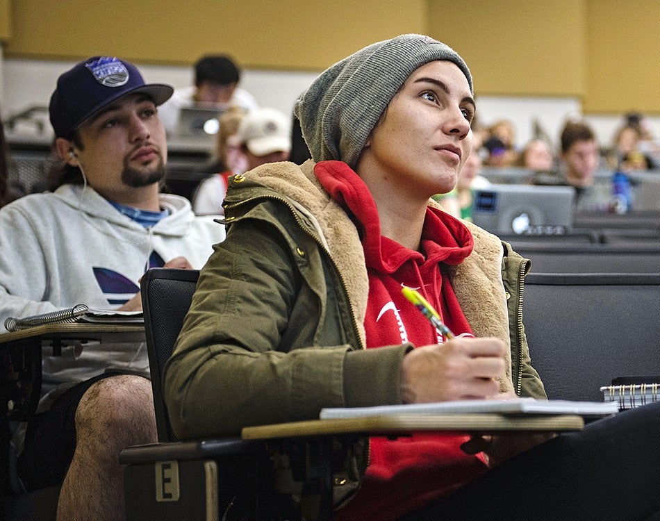 Students listening during class lecture Students listening during class lecture