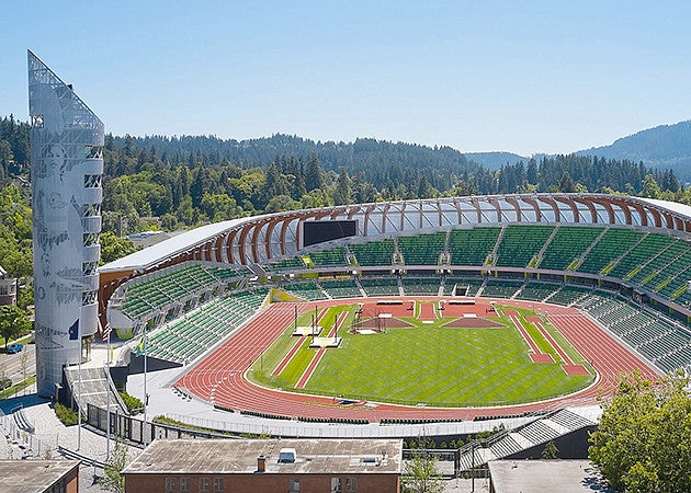 aerial shot of Hayward Field