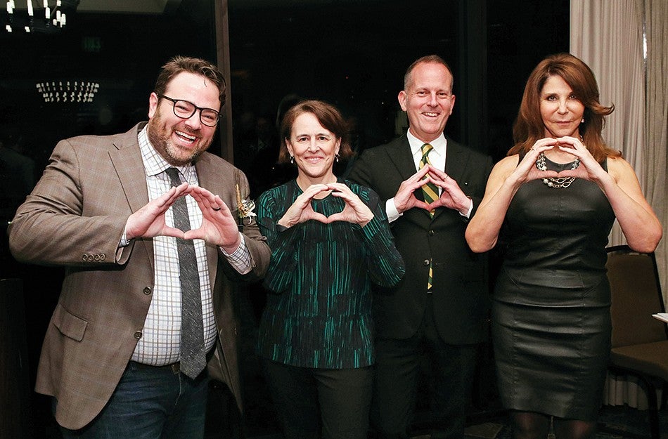 SOJC Hall of Achievement inductees throwing the O